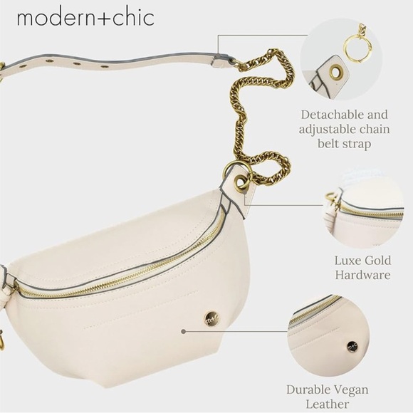 Modern+Chic Belt Bag Catherine Vegan Leather Crossbody Chain Adjustable Strap - Picture 12 of 17